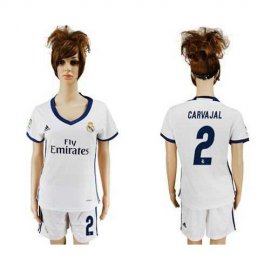 Womens Real Madrid #2 Carvajal Home Soccer Club Jersey