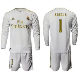 Real Madrid #1 Areola White Home Long Sleeve Soccer Club Jersey