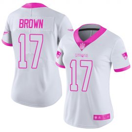 Nike New England Patriots #17 Antonio Brown White/Pink Womens Stitched NFL Limited Rush Fashion Jersey