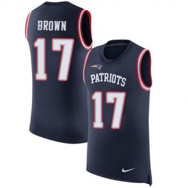 Nike New England Patriots #17 Antonio Brown Navy Blue Team Color Mens Stitched NFL Limited Rush Tank Top Jersey