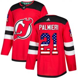 Adidas New Jersey Devils #21 Kyle Palmieri Red Home Authentic USA Flag Stitched NHL Jersey