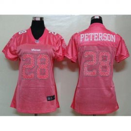 Nike Minnesota Vikings #28 Adrian Peterson Pink Sweetheart Womens NFL Game Jersey