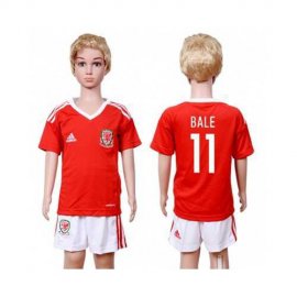 Wales #11 Bale Home Kid Soccer Country Jersey