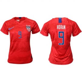 Womens USA #9 Horan Away Soccer Country Jersey