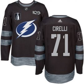 Adidas Tampa Bay Lightning #71 Anthony Cirelli Black 2022 Stanley Cup Final Patch 100th Anniversary Stitched NHL Jersey Mens