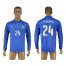 Italy #24 Florenzi Blue Home Long Sleeves Soccer Country Jersey