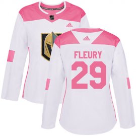 Adidas Vegas Golden Knights #29 Marc-Andre Fleury White/Pink Authentic Fashion Womens Stitched NHL Jersey