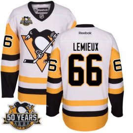 Pittsburgh Penguins #66 Mario Lemieux White/Black CCM Throwback 50th Anniversary Stitched NHL Jersey