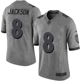 Nike Baltimore Ravens #8 Lamar Jackson Gray Mens Stitched NFL Limited Gridiron Gray Jersey