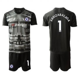 Chelsea #1 Arrizabalaga Black Goalkeeper Soccer Club Jersey