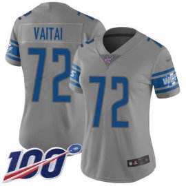 Nike Detroit Lions #72 Halapoulivaati Vaitai Gray Womens Stitched NFL Limited Inverted Legend 100th Season Jersey