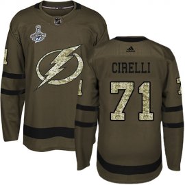 Adidas Tampa Bay Lightning #71 Anthony Cirelli Green Salute to Service 2020 Stanley Cup Champions Stitched NHL Jersey