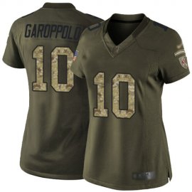 Nike San Francisco 49ers #10 Jimmy Garoppolo Green Womens Stitched NFL Limited 2015 Salute to Service Jersey
