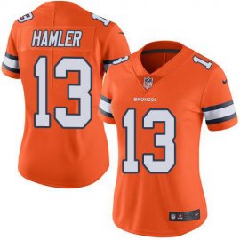 Nike Denver Broncos #13 KJ Hamler Orange Womens Stitched NFL Limited Rush Jersey