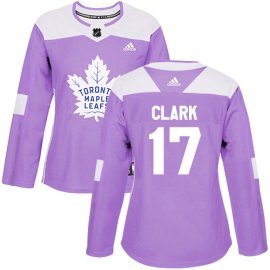 Adidas Toronto Maple Leafs #17 Wendel Clark Purple Authentic Fights Cancer Womens Stitched NHL Jersey