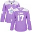 Adidas Toronto Maple Leafs #17 Wendel Clark Purple Authentic Fights Cancer Womens Stitched NHL Jersey