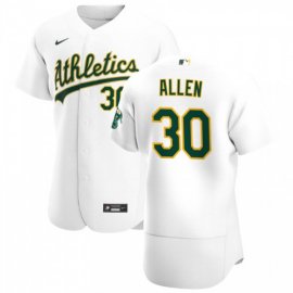 Oakland Athletics #30 Austin Allen Mens Nike White Home 2020 Authentic Player MLB Jersey