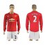 Manchester United #2 Rafael Red Home Long Sleeves Soccer Club Jersey