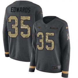 Nike Baltimore Ravens #35 Gus Edwards Anthracite Salute to Service Womens Stitched NFL Limited Therma Long Sleeve Jersey