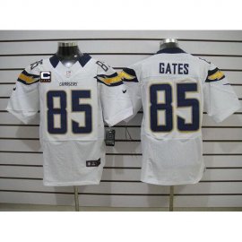 Nike Los Angeles Chargers #85 Antonio Gates White With C Patch Mens Stitched NFL Elite Jersey
