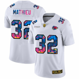 Kansas City Chiefs #32 Tyrann Mathieu Mens White Nike Multi-Color 2020 NFL Crucial Catch Limited NFL Jersey