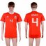 Wales #4 Davies Red Home Soccer Club Jersey