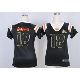 Nike Cincinnati Bengals #18 A.J. Green Black Team Color Womens Stitched NFL Elite Draft Him Shimmer Jersey