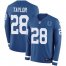 Nike Indianapolis Colts #28 Jonathan Taylor Royal Blue Team Color Youth Stitched NFL Limited Therma Long Sleeve Jersey