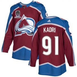 Adidas Colorado Avalanche #91 Nazem Kadri Burgundy 2022 Stanley Cup Champions Burgundy Home Authentic Stitched NHL Jersey Mens
