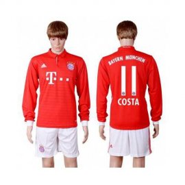 Bayern Munchen #11 Costa Home Long Sleeves Soccer Club Jersey