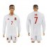 Spain #7 Raul White Away Long Sleeves Soccer Country Jersey