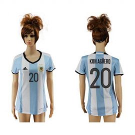 Womens Argentina #20 Kun Aguero Home Soccer Country Jersey
