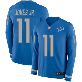 Nike Detroit Lions #11 Marvin Jones Jr Blue Team Color Mens Stitched NFL Limited Therma Long Sleeve Jersey