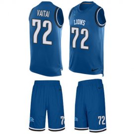 Nike Detroit Lions #72 Halapoulivaati Vaitai Blue Team Color Mens Stitched NFL Limited Tank Top Suit Jersey