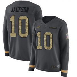 Nike Philadelphia Eagles #10 DeSean Jackson Anthracite Salute to Service Womens Stitched NFL Limited Therma Long Sleeve Jersey