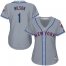 New York Mets #1 Mookie Wilson Grey Road Womens Stitched MLB Jersey