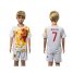 Spain #7 Morata White Away Kid Soccer Country Jersey
