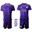 Leicester City Blank Purple Goalkeeper Kid Soccer Club Jersey