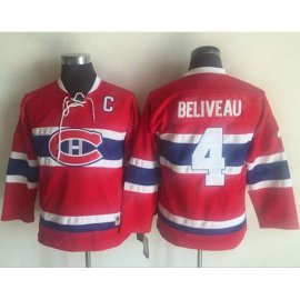Montreal Canadiens #4 Jean Beliveau Red CCM Throwback Stitched Youth NHL Jersey