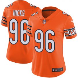 Nike Chicago Bears #96 Akiem Hicks Orange Womens Stitched NFL Limited Rush Jersey