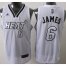 Miami Heat 6 LeBron James White Silver Number Swingman Jersey Cheap
