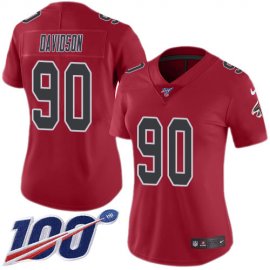 Nike Atlanta Falcons #90 Marlon Davidson Red Womens Stitched NFL Limited Rush 100th Season Jersey