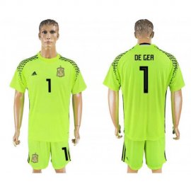 Spain #1 DE GEA Fluorescent Green Goalkeeper 2018 FIFA World Cup Soccer Jersey