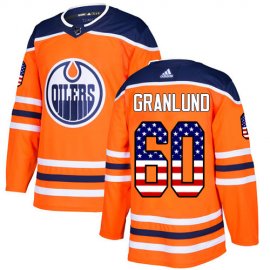 Adidas Edmonton Oilers #60 Markus Granlund Orange Home Authentic USA Flag Stitched Youth NHL Jersey