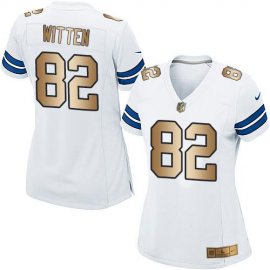 Nike Dallas Cowboys #82 Jason Witten White Womens Stitched NFL Elite Gold Jersey