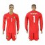 Belgium #1 Courtois Red Long Sleeves Goalkeeper Soccer Country Jersey