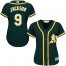 Oakland Athletics #9 Reggie Jackson Green Alternate Womens Stitched MLB Jersey