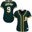 Oakland Athletics #9 Reggie Jackson Green Alternate Womens Stitched MLB Jersey