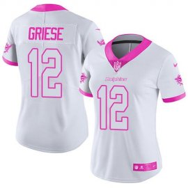 Nike Miami Dolphins #12 Bob Griese White/Pink Womens Stitched NFL Limited Rush Fashion Jersey