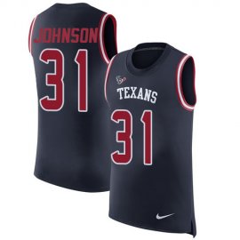 Nike Houston Texans #31 David Johnson Navy Blue Team Color Mens Stitched NFL Limited Rush Tank Top Jersey